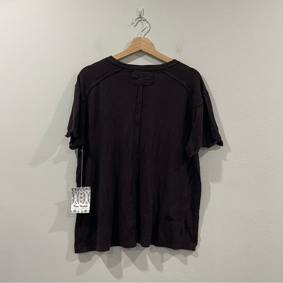 Free People We the Free Sample Item ~ XS Boxy Scoop Neck Relax Fit Ribbed Tee - Picture 2 of 5
